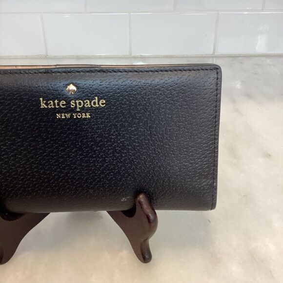 Kate Spade Cross Grain Leather Slim Sleek Snap & Zip Clutch Wallet - Picture 2 of 16